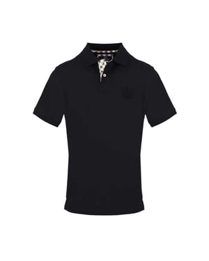 Aquascutum Polotröja med broderad logotyp för herrar (Svart)