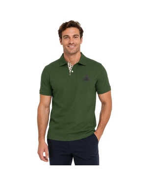 Aquascutum Polo-tröja för män med triangelformad logotyp och krage (Militärt grönt)