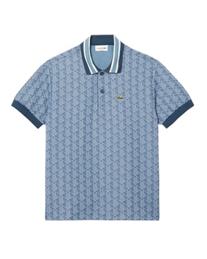 Lacoste Polohemd voor heren met monogram in jacquard (Blauw)