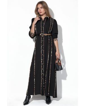 Leren Maxi Shirtjurk met Luipaardprint