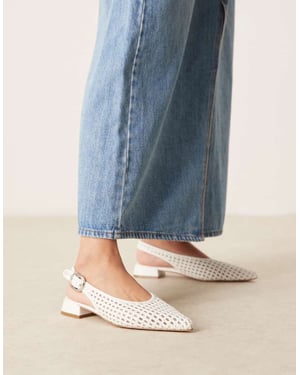 ASOS DESIGN Leonora slingback ballet in white weave