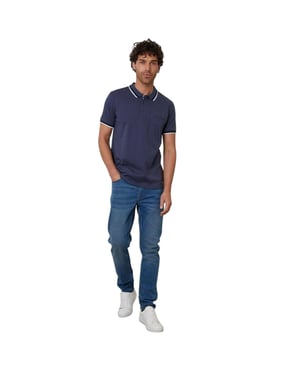 Threadbare Interlock-polotröja med fickor för damer (Blå)
