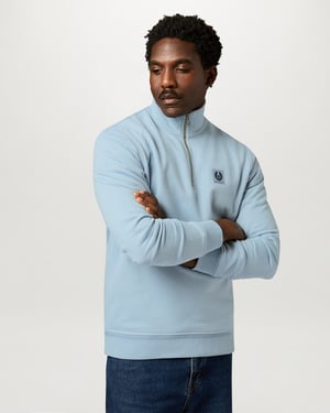 Long Sleeve Logo Detail Sweatshirt in Pale Blue
