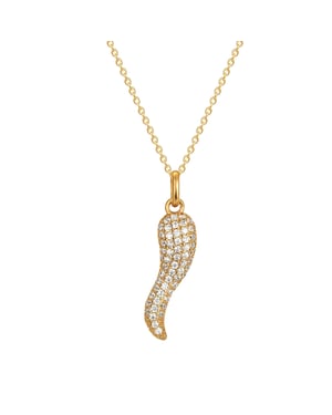 18ct Gold Plated Pave Cornicello Pendant