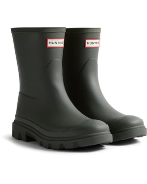Hunter Unisex Downpour Short Rubber Men's Dark Olive Wellington Boots