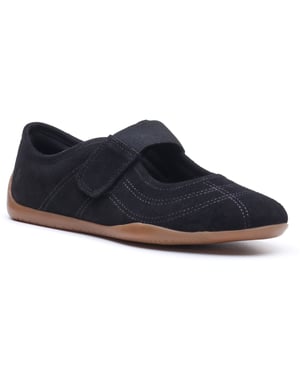 Hush Puppies Juno Suede Sneakerina Leather Women's Black Flats
