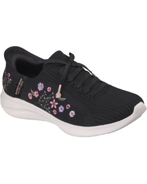 Skechers Ultra Flex 4.0 Sweet Petals Textiel Damenschoenen Zwart Gebreid/Multi Trim Trainers
