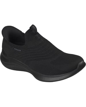 Skechers Ultra Flex 4.0 Pure Dream Textiel Dames Zwarte Gebreide/S Randen Sneakers