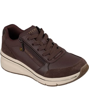 Skechers Billion Flex Luxe Up Läder Kvinna Choklad Duraleather/Nät Sneakers