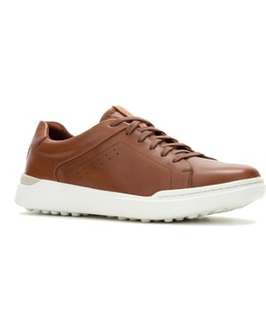 Hush Puppies Wes Leer Heren Cognac Sneakers