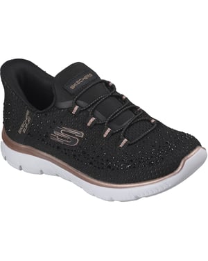 Skechers Summits Brilliant Shine Dames Zwarte Maat/Roze Gouden Details Sneakers