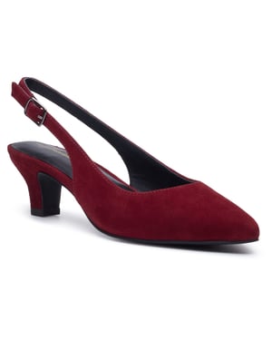 Hush Puppies Nahla Buckle Kitten Heel Women's Bordeaux Pointy Slingback Shoes