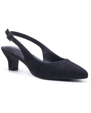 Hush Puppies Nahla Buckle Kitten Heel Women's Black Pointy Slingback Shoes