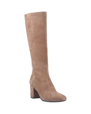 Hush Puppies Oprah Suede Long Leather Women's Mocha Heeled Knee High Boots