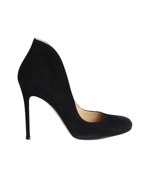 Gianvito Rossi Round-toe Flared Pumps in Black Suede