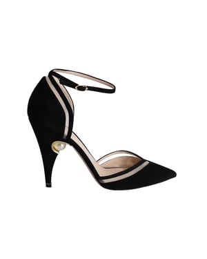 Nicholas Kirkwood Pearl Embellished Ankle Strap Pumps in Black Suede