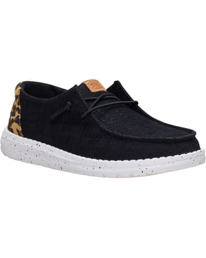 HEYDUDE Wendy Wildcat Katoenen Dames Zwarte/Leeuwin Mokassins Schoenen