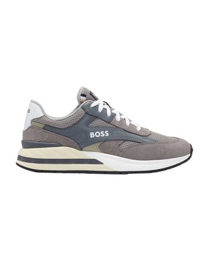 Boss Heren Kurt Leren Hardlooptrainers (Grijs)