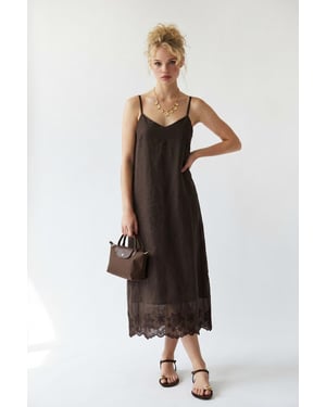 Geborduurd A-Lijn Midi Slipdress