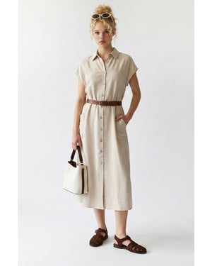 Geveste Midi Overhemdjurk