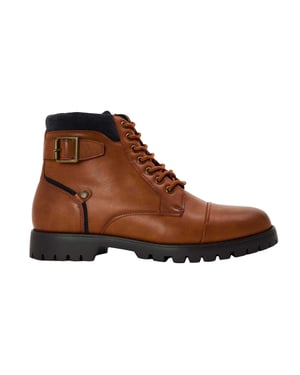 Original Penguin Effen leren combatlaarzen voor heren (Bruin)