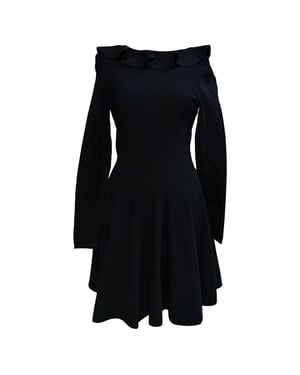 Valentino Garavani mini-jurk met ruches en lange mouwen in zwarte viscose