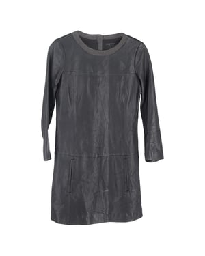 Theory Jeselia mini-jurk met lange mouwen in zwart leer