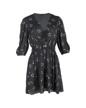 Maje mini-jurk met pailletten en V-hals in zwart polyester
