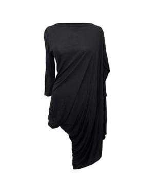 Rick Owens mini-jurk met lange mouwen en draperie in zwarte viscose
