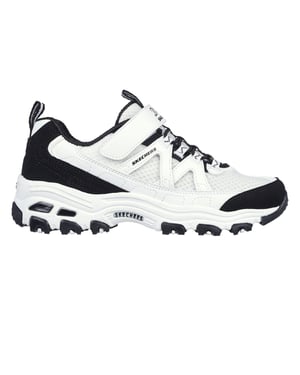 Skechers DLites Chunky platte sneakers voor kinderen (Wit, Zwart)