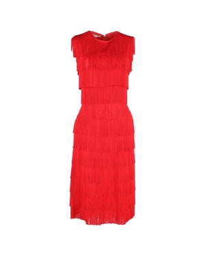 Stella McCartney Emma – Röd midiklänning med fransar i polyester