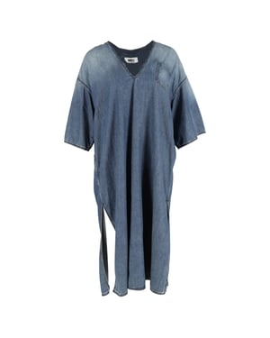 Maison Margiela – V-ringad midiklänning med sidoslits i bomullsdenim