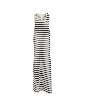 T Alexander McQueen gebreide gestreepte midi-jurk in blauwe wol
