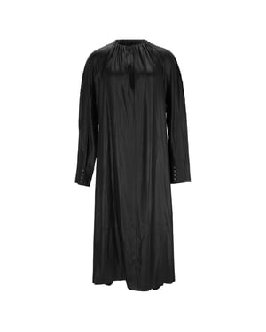 Acne Studios – Svart triacetat midiklänning i satin med rynkad passform