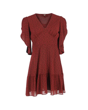 MICHAEL Michael Kors Bedrukte mini-jurk met watervalmouwen in rood polyester
