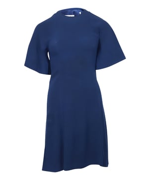 Sandro Yoko jurk van crêpe met plooien in blauw acetaat