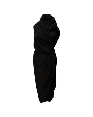 Rick Owens midi-jurk met colkraag in zwarte zijde