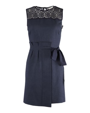Sandro Justin Jacquard minijurk in marineblauw polyester