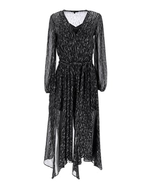 Maje Route midi-jurk van metallic georgette met plooien in zwart polyester