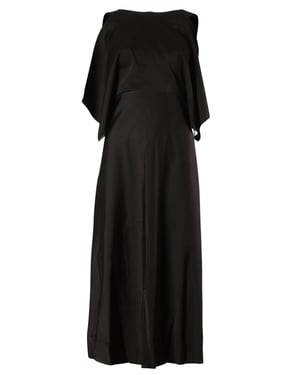 Balenciaga midi-jurk met open schouders in zwart cupro