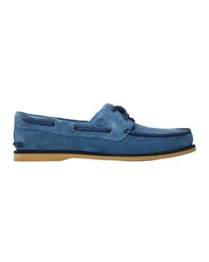 Timberland Klassieke suède veterschoenen voor heren met structuur (Medium Blauw)