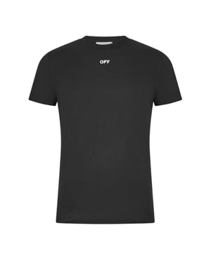 Off White Heren-T-shirt met korte mouwen en zonder logo (Zwart)