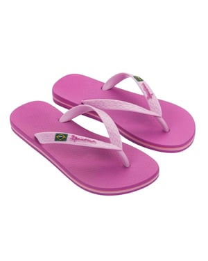 Ipanema Platte teenslippers voor dames met de Braziliaanse vlag (Lila)