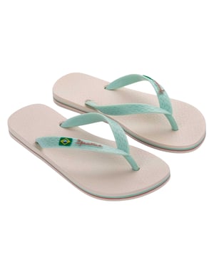 Ipanema Platte teenslippers voor dames met de Braziliaanse vlag (Beige)