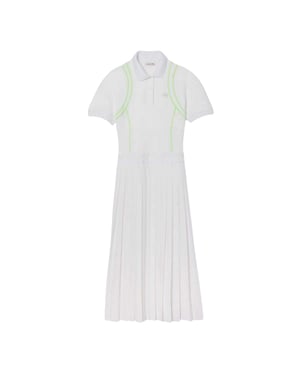 Lacoste Dames Neon Tape Poloshirt Jurk (Wit)