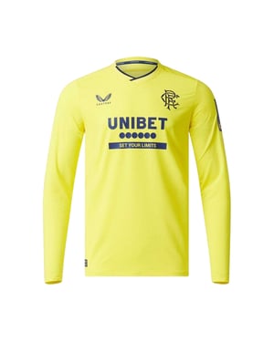 Castore Rangers FC T-shirt met V-hals en lange mouwen voor heren (Geel)