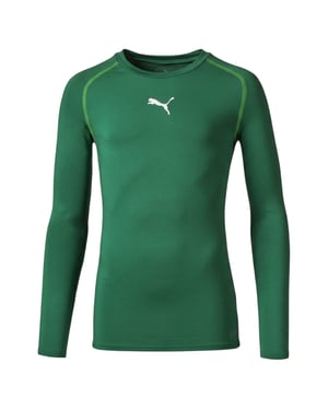 Puma Kinder-/jeugd-basislaagshirt met lange mouwen en contrasterende details (Groen)