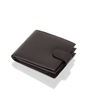 Woodland Leather Black Bi Fold 4.5" RFID Multi Pocket Wallet With Coin Pocket