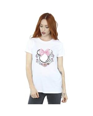 Disney Dames/Dames Minnie Mouse Bloemen Katoenen Strik Boyfriend T-shirt (Wit)
