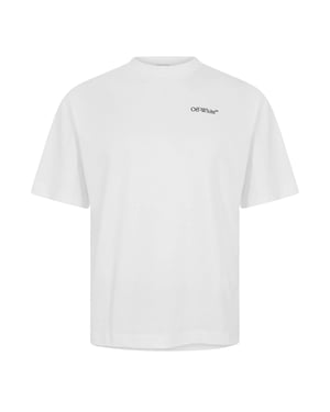 Off White Herr T-Shirt med Kedj tryck (Vit)